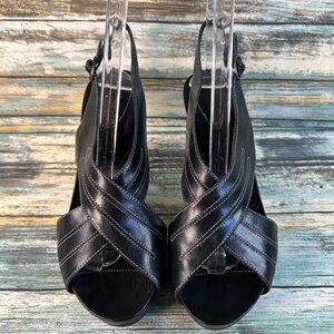 Clarks Artisan Slingback Sandal Womens Size 8M Black Leather Formal Work Evening